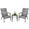 Costway 3 PCS Patio Rattan Bistro Set High Backrest Armrest SideTable Mix Gray\Mix Brown